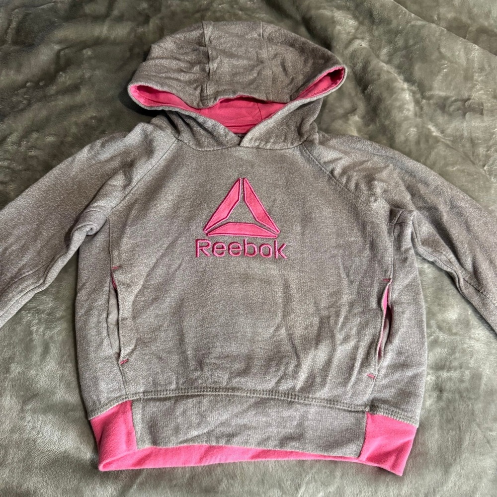 Reebok 3t Girls Gray Pink Athletic Hoodie